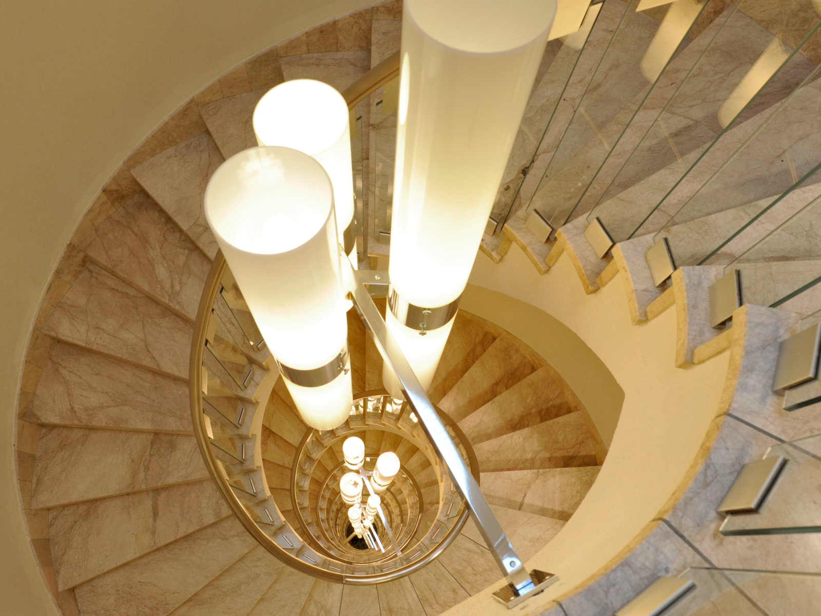 Spiral staircase with lighting in the Guggach