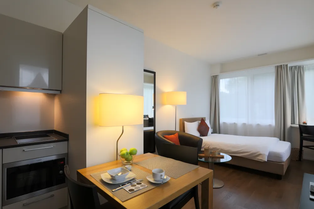 Apartment of category smart corner room kitchen and dining area