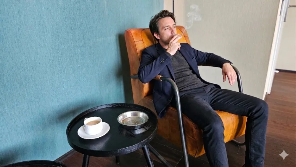Guggach Smoker Lounge with smoking relaxing man