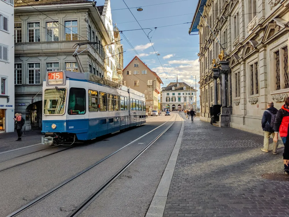 City Zürich Ratshaus with Tram